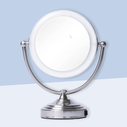 1X / 10X BRUSHED L.E.D 9.5” MIRROR