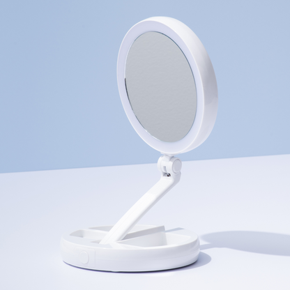 10X WHITE L.E.D. 5” TRAVEL MIRROR