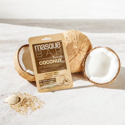 Masque Bar Naturals Coconut Sheet Mask 99% Natural, Vegan, and Gluten Free